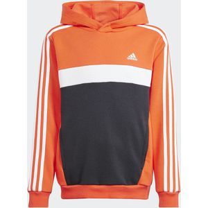 Hoodie in molton ADIDAS SPORTSWEAR. Geruwd molton materiaal. Maten 9/10 jaar - 132/138 cm. Oranje kleur