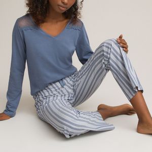 Pyjama met lange mouwen LA REDOUTE COLLECTIONS. Popeline materiaal. Maten 44 FR - 42 EU. Andere kleur