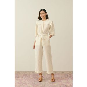 jumpsuit van katoen-linnen, SYLVIANNA LOUISE MISHA. Katoenlinnen materiaal. Maten 34 FR - 32 EU. Beige kleur