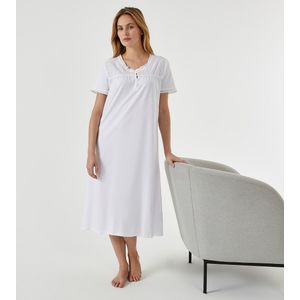 Nachthemd met details in Engels kant ANNE WEYBURN. Katoen materiaal. Maten 38/40 FR - 36/38 EU. Wit kleur