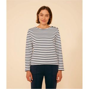 Marinetrui, knopen op de schouder PETIT BATEAU. Katoen materiaal. Maten S. Wit kleur