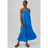 Lange strandjurk met smalle bandjes LA REDOUTE COLLECTIONS. Polyester materiaal. Maten 40 FR - 38 EU. Blauw kleur