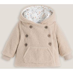 Warme jas met kap in sherpa LA REDOUTE COLLECTIONS. Imitatie bont materiaal. Maten 9 mnd - 71 cm. Beige kleur