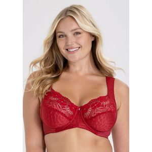 Omsluitende BH in jacquard en kant MISS MARY OF SWEDEN. Polyamide materiaal. Maten 125D FR - 110D EU. Rood kleur