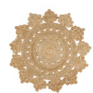 Rond tapijt in rozet vorm, Rozza LA REDOUTE INTERIEURS. Jute materiaal. Maten diameter 150 cm. Beige kleur