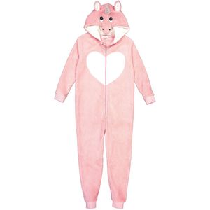 Onesie met kap eenhoorn in fleece LA REDOUTE COLLECTIONS. Fleece tricot materiaal. Maten 18 jaar - 180 cm. Roze kleur
