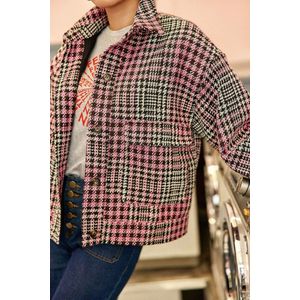 LA PETITE ÉTOILE - VAL - Kort Jasje - Zwart/Roze - Tweed - Oversized Model