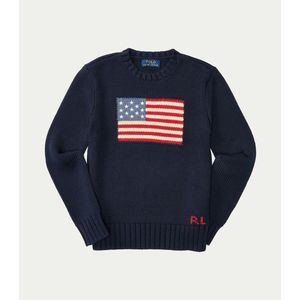 Trui met ronde hals en vlag POLO RALPH LAUREN. Katoen materiaal. Maten L. Blauw kleur