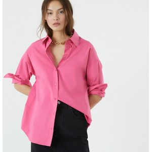 Oversized tuniekblouse Signature, APOLLINE LA REDOUTE COLLECTIONS. Katoen materiaal. Maten 46 FR - 44 EU. Roze kleur