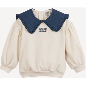 Fleece sweatshirt met Peter Pan kraag in denim LA REDOUTE COLLECTIONS. Molton materiaal. Maten 5 jaar - 108 cm. Beige kleur