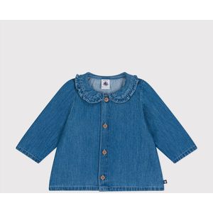 Blouse met lange mouwen in licht denim PETIT BATEAU. Katoen materiaal. Maten 3 jaar - 94 cm. Blauw kleur