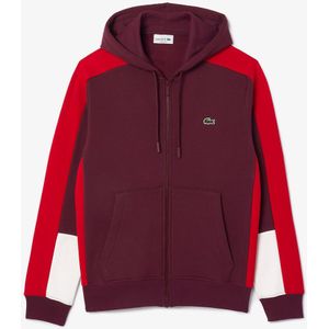 Zip-up hoodie coloblock in molton LACOSTE. Katoen materiaal. Maten XL. Wit kleur