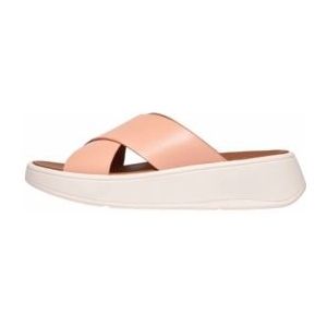 FitFlop F-Mode Leather Flatform Cross Slides ROZE