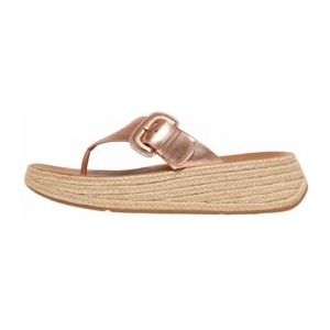 FitFlop Women F-Mode Espadrille Adj. Leather Flatform Toe-Thongs Rose Gold-Schoenmaat 39