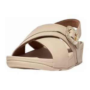 FitFlop Women Lulu Crystal-Buckle Leather Back-Strap Stone Beige-Schoenmaat 39