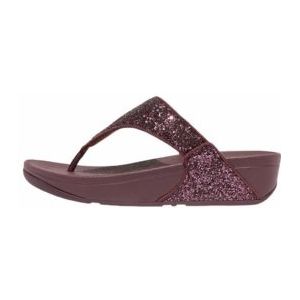 FitFlop Women Lulu Glitter Toe-Thongs PU Glitter Metallic Mauve Wine-Schoenmaat 36