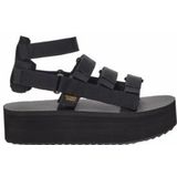 Teva - Flatform Mevia - Sandaal - Zwart - Textiel/Leer - Met Klittenbandsluiting