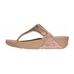 FitFlop - Lulu Crinkled-Shimmer Toe-Post Sandals - Metallic Classic Beige - Slipper