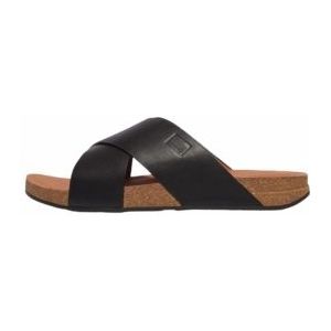 FitFlop Iqushion Men'S Leather Cross Slides ZWART