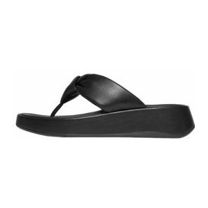 FitFlop Women F-Mode Knot Soft-Leather Flatform Toe-Post Sandals All Black-Schoenmaat 41