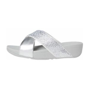 FitFlop - Lulu Crystal-Mix Metallic Cross Slides - Slippers - Silver