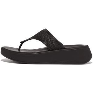 FitFlop Women F-Mode Woven Flatform Toe-Post All Black-Schoenmaat 40