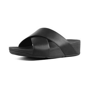 FitFlop Lulu™ Cross Slide Sandals Leather Black-Schoenmaat 43