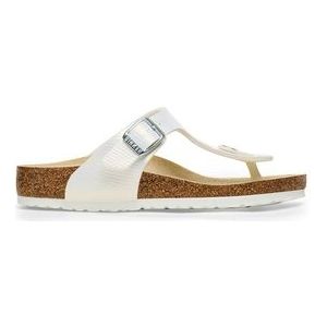 Slipper Birkenstock Kids Gizeh BS Birko-Flor BF Shiny Lizard White Narrow-Schoenmaat 36