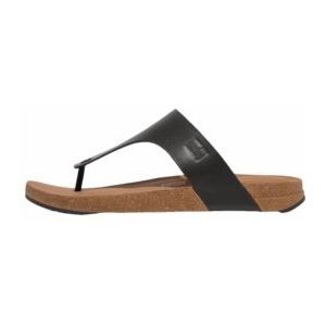 FitFlop Iqushion Men'S Leather Toe-Post Sandals ZWART