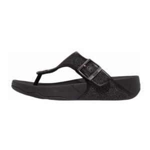 FitFlop Men Trakk II Buckle Two-Tone Canvas Toe-Thongs Black-Schoenmaat 42