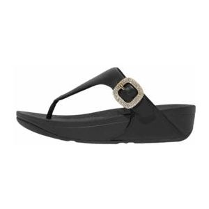 FitFlop Women Lulu Crystal-Buckle Leather Toe-Post Black-Schoenmaat 40