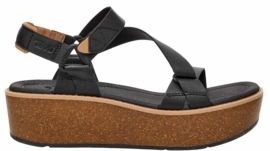 Teva - Madera Wedge - Sandaal - Zwart - Leer - Klittenbandsluiting
