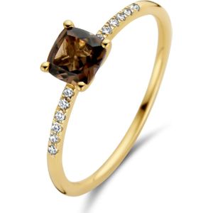Blush diamonds ring met diamant en smokey quartz 1638yds-54