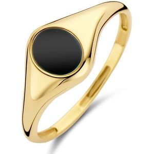 Blush 14 karaats geelgouden ring met zwarte onyx