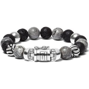 Buddha to buddha spirit bead grey picasso jasper armband 21 cm