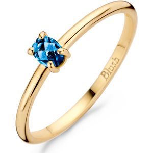 Blush 14 karaats geelgouden ring met london blue topaas