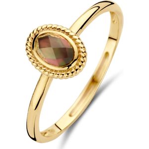 Blush ring 1239ybq - geelgoud met doublette van black mother of pearl met rock crystal 1239ybq-50