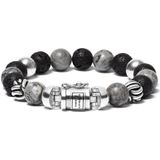 Buddha to buddha spirit bead grey picasso jasper armband 19 cm