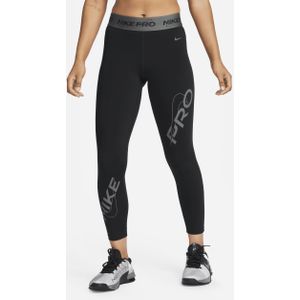 Nike Pro 7/8-legging met halfhoge taille en graphic voor dames - Zwart