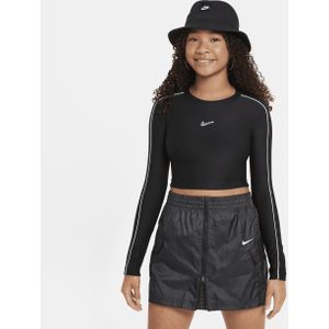 Nike Sportswear croptop met lange mouwen voor meisjes - Zwart