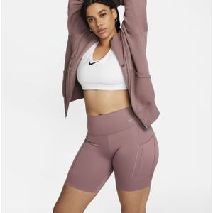 Nike Go Bikershorts met halfhoge taille, zakken en complete ondersteuning voor dames (20 cm) - Oranje