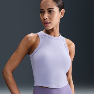 Nike One Fitted korte tanktop met Dri-FIT voor dames - Bruin