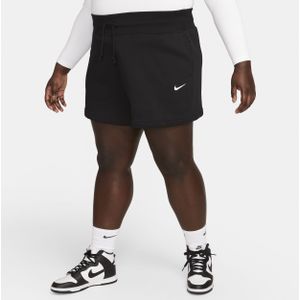 Nike Sportswear Phoenix Fleece damesshorts met hoge taille en ruimvallende pasvorm (Plus Size) - Zwart