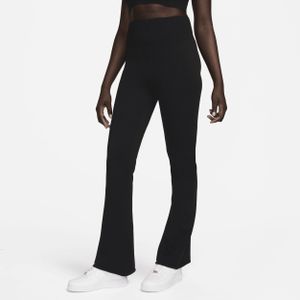 Nike Sportswear Chill Knit strakke broek met wijd uitlopende pijpen en hoge taille voor dames - Zwart