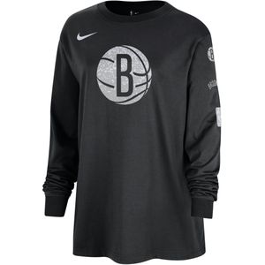 Brooklyn Nets Essential Nike NBA-damesshirt met lange met lange mouwen - Zwart