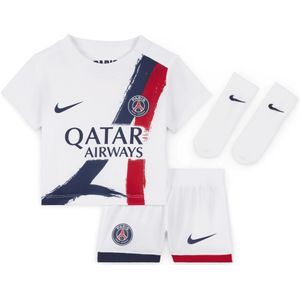 Paris Saint-Germain 2024 Stadium Uit Nike driedelig replicavoetbaltenue voor baby's/peuters - Wit