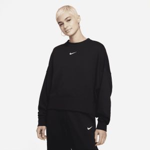 Nike Sportswear Collection Essentials Oversized sweatshirt van fleece met ronde hals voor dames - Zwart