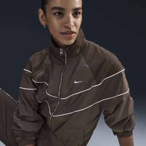 Nike Windrunner ruimvallend geweven damesjack met uv-bescherming en rits over de hele lengte - Bruin