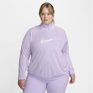 Nike Swoosh Dri-FIT tussenlaag met korte rits voor dames (Plus Size) - Paars