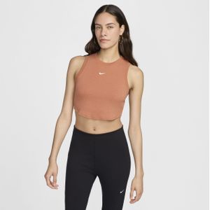 Nike Sportswear Chill Knit aansluitende, korte tanktop met mini-rib voor dames - Wit
